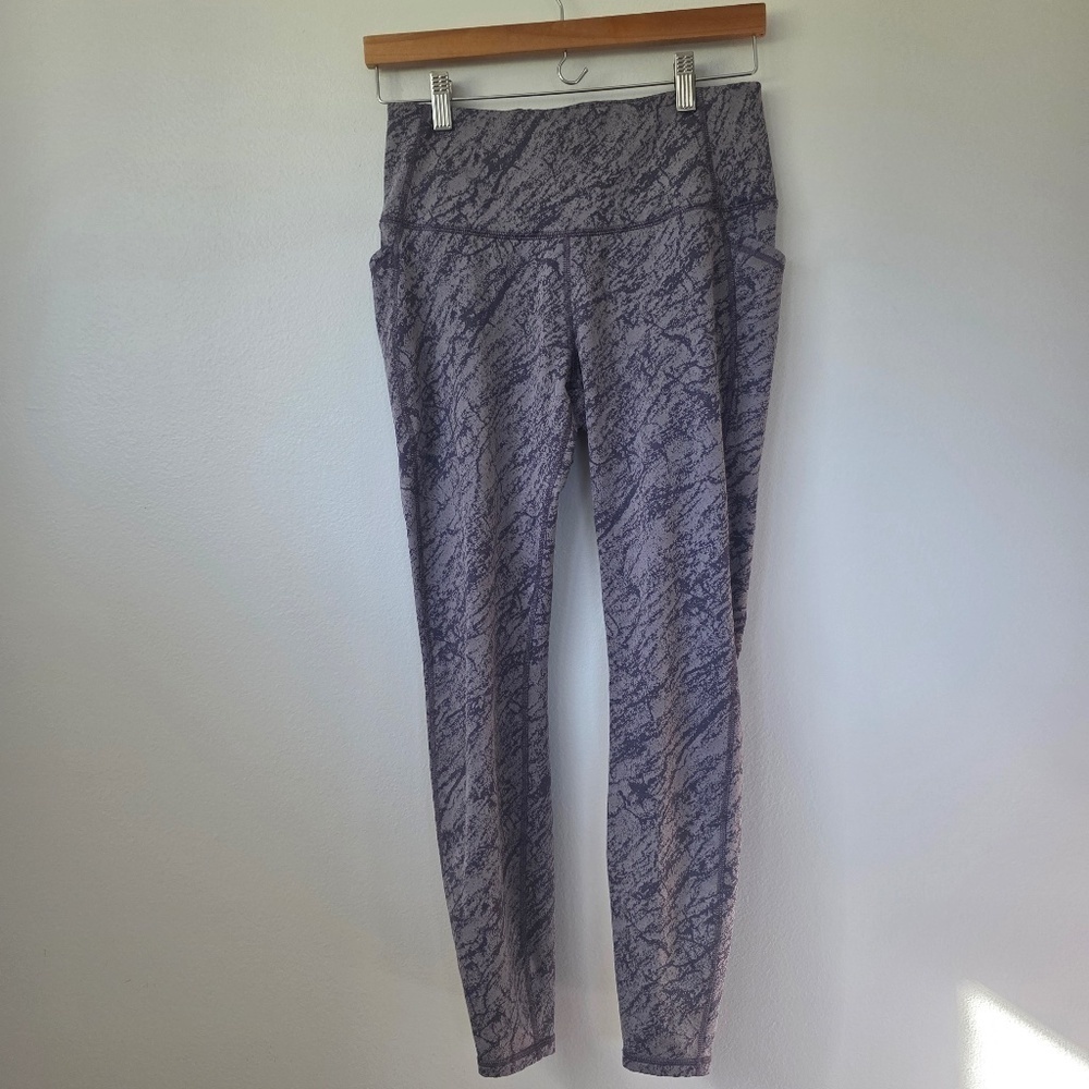 All in Motion Purple Textured Ankle Length Leggings with Pockets - Small